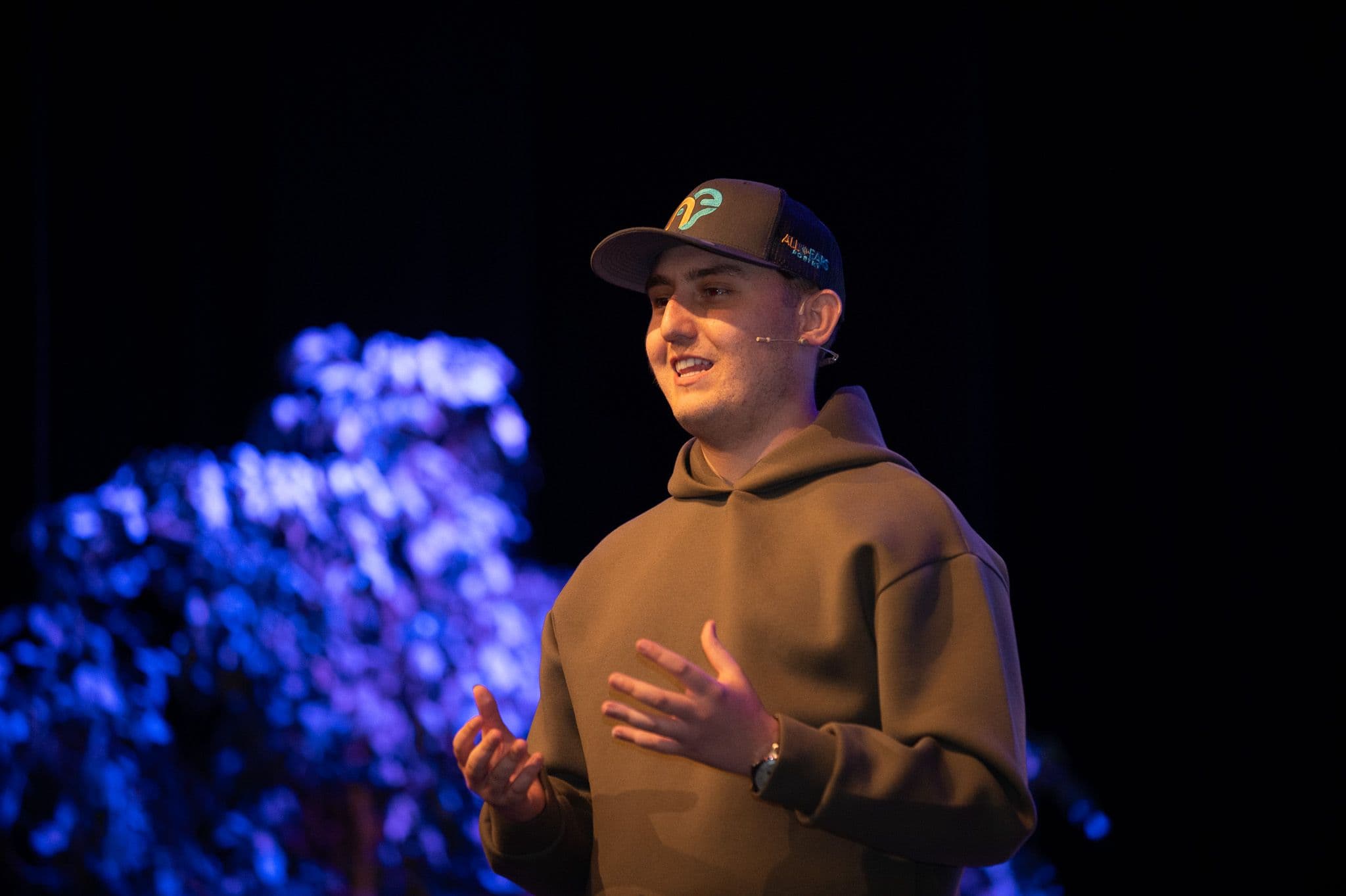 Joseph Roberts speaking at All Ears Poetry event